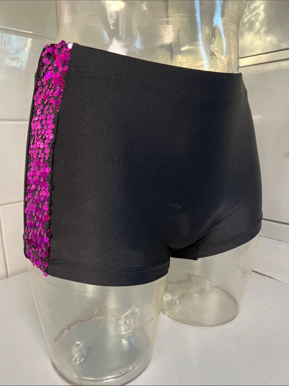 Sequin Side Stripes Spandex Dance Briefs/Shorts M NWOT